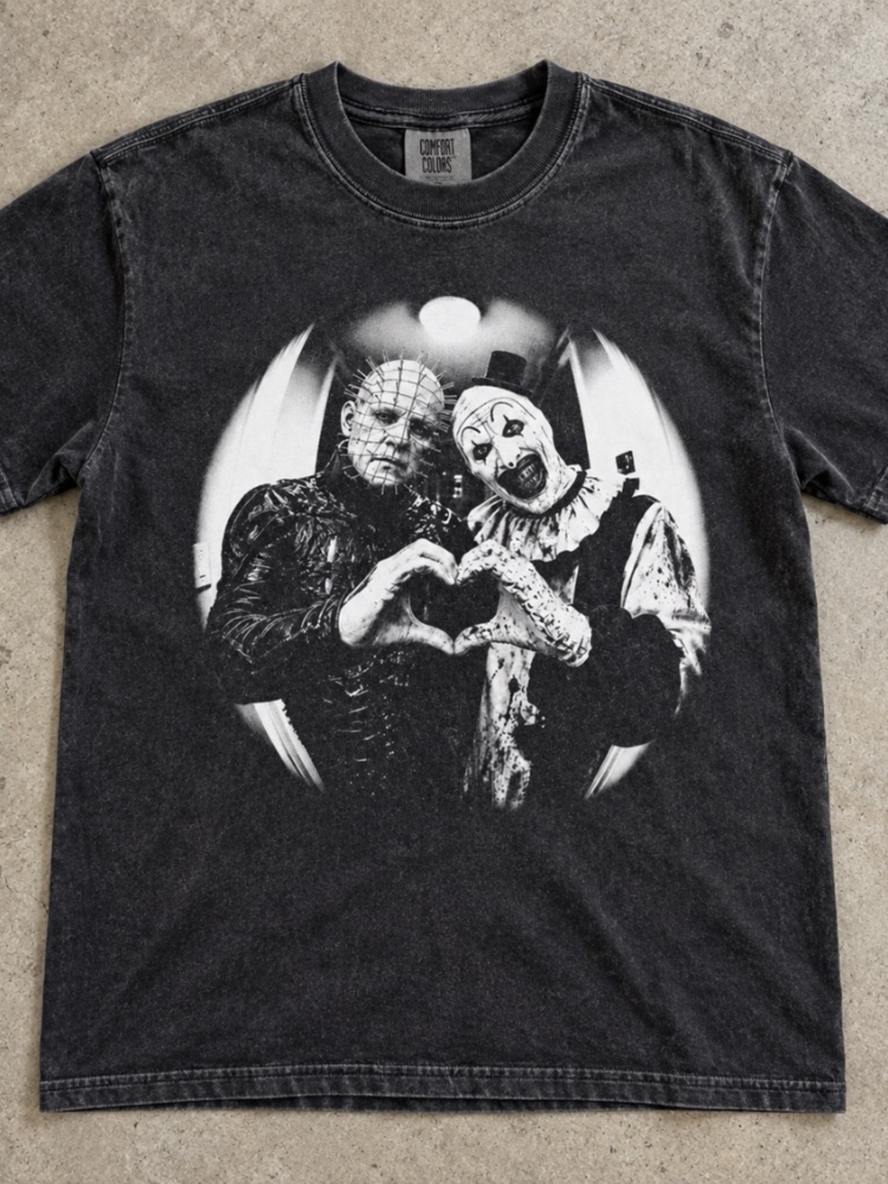 Comfort Colors Hellraiser Pinhead Terrifier Making Heart Hands Horror Movie Tee
